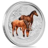 2014 2 oz Colorized Silver Lunar Horse BU Perth Mint