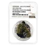 2015 Niue 1 oz Marvel Avengers Age of Ultron Hulk Proof Colorized Silver Coin NGC PF 70 UCAM