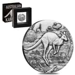 2016 2 oz Silver Kangaroo High Relief Antiqued Coin Perth Mint (w/Box & COA)