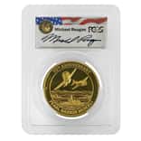 2016 P 2 oz Gold Tuvalu Pearl Harbor High Relief Coin Perth Mint PCGS PF 70 (M. Reagan Sign)
