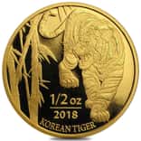 2018 1/2 oz South Korea Gold Tiger Medal BU