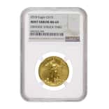 2018 1/4 oz $10 Gold American Eagle NGC MS 69 Mint Error (Obv Struck Thru)