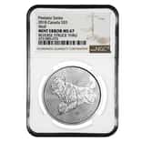 2018 1 oz Canadian Silver Wolf Predator Series NGC MS 67 Mint Error (Rev Struck Thru)