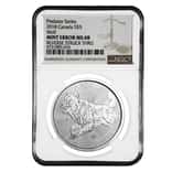2018 1 oz Canadian Silver Wolf Predator Series NGC MS 68 Mint Error (Rev Struck Thru)