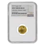 2019 1/10 oz $5 Gold American Eagle NGC MS 69 Mint Error (Obv Struck Thru)