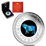 2019 1 oz Proof Silver Lunar Year of the Pig Opal Coin Australian Perth Mint (w/Box & COA)