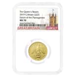 2019 Great Britain 1/4 oz Queen's Beasts Falcon of the Plantagenet Gold Coin NGC MS 70