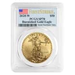 2020-W 1 oz $50 Burnished Gold American Eagle PCGS SP 70 First Strike