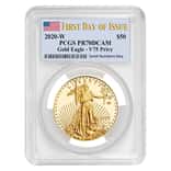 2020-W V75 Privy 1 oz Proof Gold American Eagle End of WWII 75th Anniv PCGS PF 70 FDOI