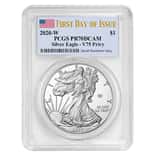 2020-W V75 Privy 1 oz Proof Silver American Eagle End of WWII 75th Anniv PCGS PF 70 FDOI