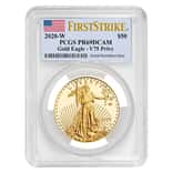 2020-W V75 Privy 1 oz Proof Gold American Eagle End of WWII 75th Anniv PCGS PF 69 FS