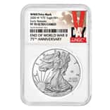 2020-W V75 Privy 1 oz Proof Silver American Eagle End of WWII 75th Anniv NGC PF 70 ER (V-Day Label)