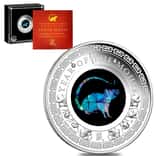 2020 1 oz Proof Silver Lunar Year of the Mouse Opal Coin Australian Perth Mint (w/Box & COA)