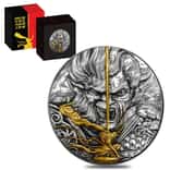 2020 2 oz Silver Niue Monkey King vs Erlang Shen - Chinese Gods Series Antiqued High Relief $5 Coin (w/Box & COA)