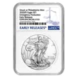 2020 (P) 1 oz Silver American Eagle NGC Gem Unc ER Emergency Production