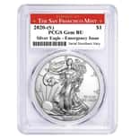 2020 (S) 1 oz Silver American Eagle $1 Coin PCGS BU FS (SF Label) Emergency Issue