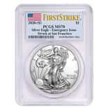 2020 (S) 1 oz Silver American Eagle $1 Coin PCGS MS 70 FS Emergency Issue