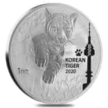 2020 South Korea 1 oz Silver Tiger Medal BU
