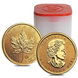 Roll of 10 - 2021 1 oz Canadian Gold Maple Leaf $50 Coin .9999 Fine BU (Lot,Tube of 10)