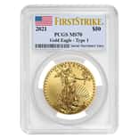 2021 1 oz Gold American Eagle PCGS MS 70 First Strike