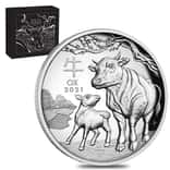 2021 1 oz Proof High Relief Silver Lunar Year of The Ox Australian Perth Mint (w/Box & COA)