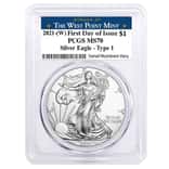 2021 (W) 1 oz Silver American Eagle $1 Coin PCGS MS 70 FDOI (West Point)