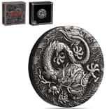 2022 2 oz Myths & Legends Dragon Antiqued Silver Coin Perth Mint