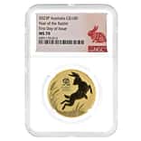 2023 1 oz Gold Lunar Rabbit Australian Perth Mint NGC MS 70 FDOI