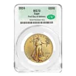 2024 1 oz Gold American Eagle CAC MS 70 First Day of Delivery