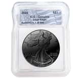 2024 1 oz Silver American Eagle Ruthenium Plated ICG Genuine