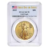 2025 1 oz Gold American Eagle PCGS MS 70 FDOI