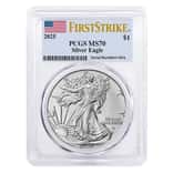 2025 1 oz Silver American Eagle PCGS MS 70 FS (Flag)