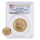 2026 (P) President Donald J. Trump July 4th Privy $1 Coin PCGS MS 63 FDOI (Flag)