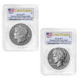 2026-P Morgan and Peace Silver Dollar Diamond Field 2-Coin Set PCGS SP 70 FS