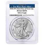 2026 (W) 1 oz Silver American Eagle PCGS MS 70 FDOI West Point