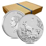 Box of 100 - 2027 1/2 oz Silver Lunar Goat BU Australian Perth Mint