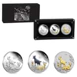 2027 3 oz Silver Lunar Goat 3-Coin Set Perth Mint