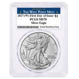 2027 (W) 1 oz Silver American Eagle PCGS MS 70 FDOI West Point