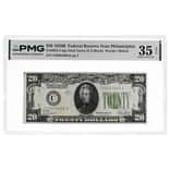 1928 B $20 Federal Reserve Note Philadelphia PMG VF 35 EPQ