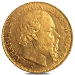 20 Francs Monaco Gold Charles III Avg Circ (1878-1879, Random)