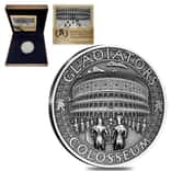 2017 2 oz Silver Colosseum - Gladiators Solomon Islands Antiqued Coin .999 Fine (w/Box & COA)