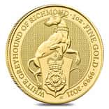 2021 Great Britain 1 oz Gold Queen's Beasts White Greyhound of Richmond Coin .9999 Fine BU
