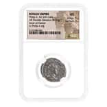 247-249 AD Roman Empire Philip II AR Double Denarius Silver Coin NGC MS