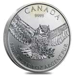 2015 1 oz Silver Canadian Great Horned Owl - Birds of Prey Series (Milk Spots, Damaged)