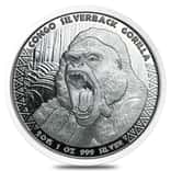 2015 1 oz Silver Congo Silverback Gorilla Coin .999 Fine Prooflike In Cap