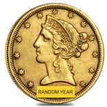 $5 Gold Half Eagle Liberty Head - Ex Jewelry (Random Year)