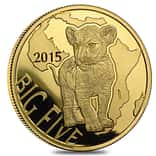 2015 Congo 1/2 gram Gold 100 Francs The Big Five Lion Proof Coin (In Capsule)