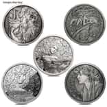 5 oz Mucha Collection Antiqued Silver Round .999 Fine (Random Design)