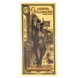 5 Arizona Goldback 1/200 oz 24K Gold Foil Aurum Note