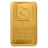 5 gram Johnson Matthey London Gold Bar .9999 Fine